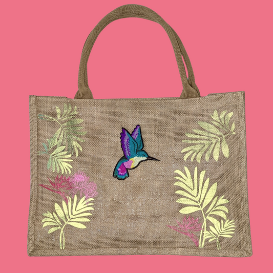 Tote Bag en Jute XL Colibrie