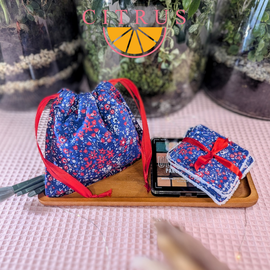 Duo Cotons Fleurs Bleue