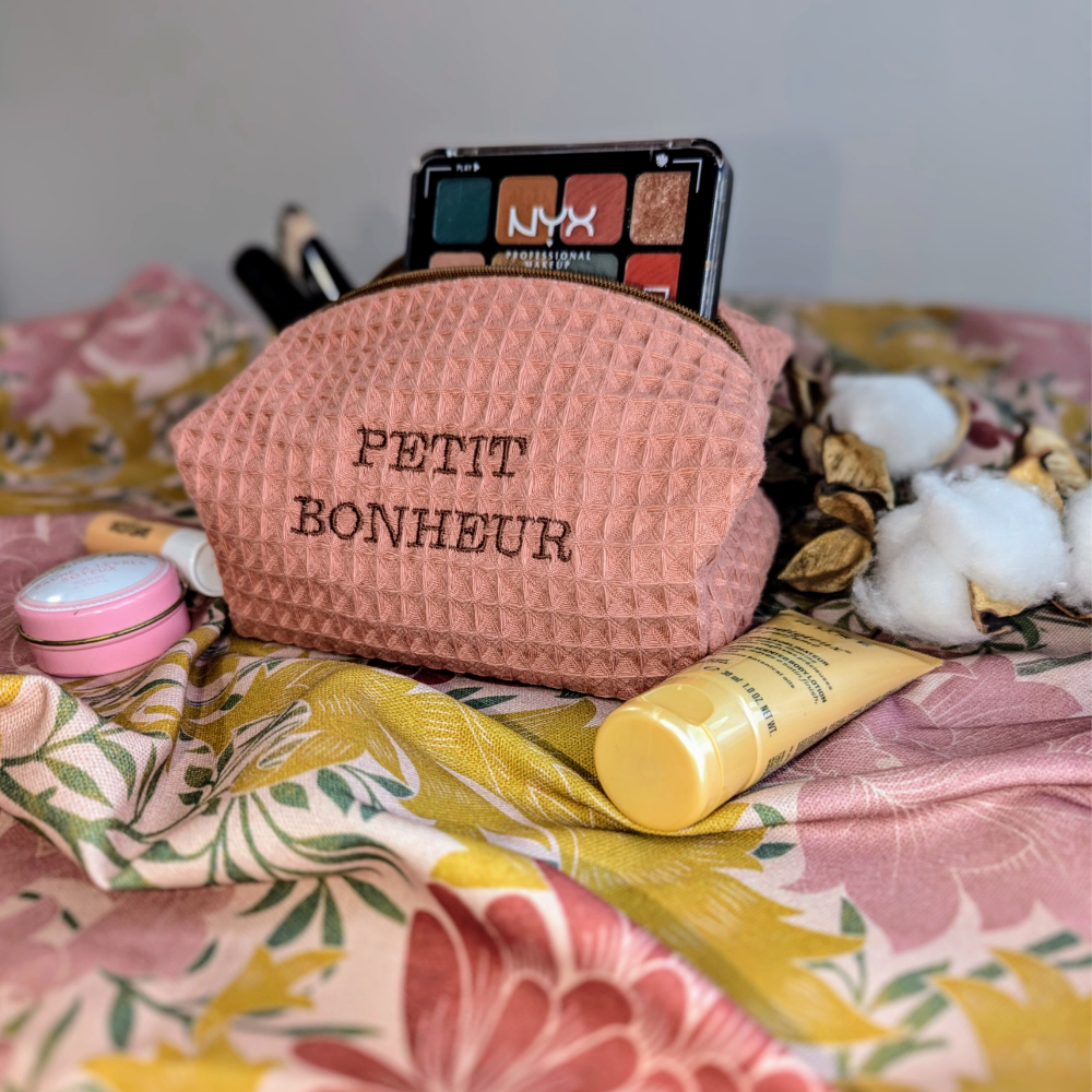 Trousse nid d'abeille Vieux rose