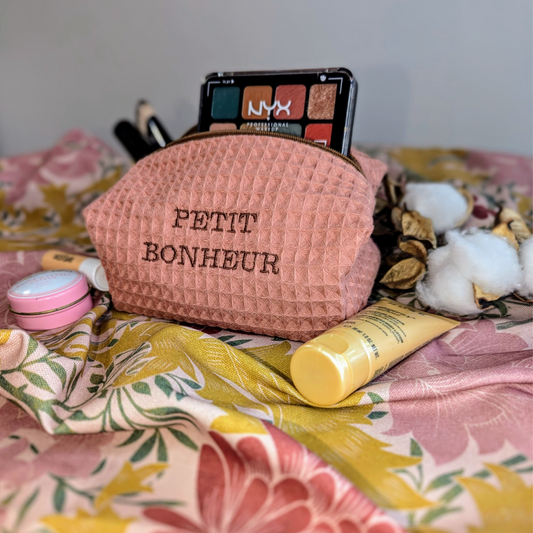 Trousse nid d'abeille Vieux rose