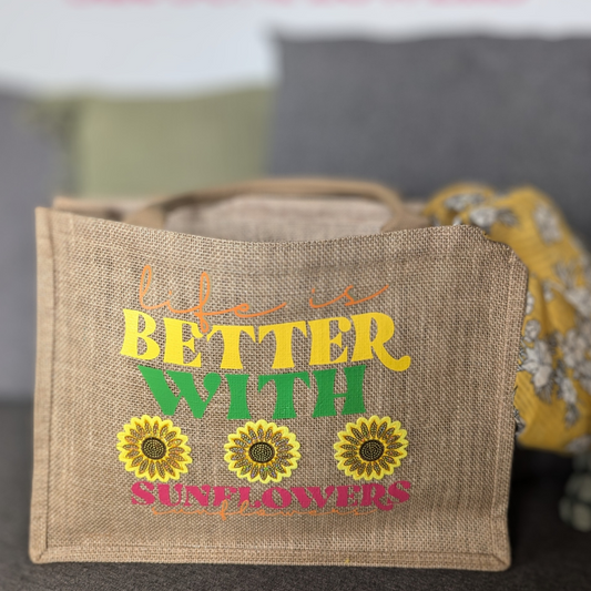 Tote Bag en Jute XL Sunflowers