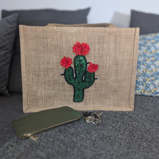 Tote Bag en Jute XL Cactus